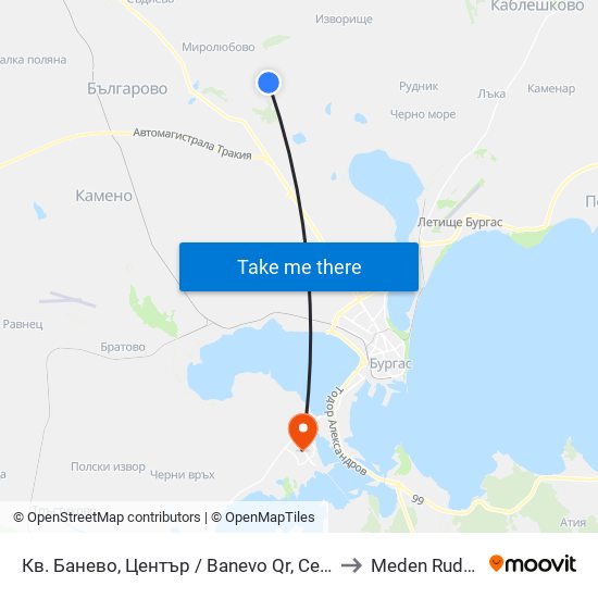 Кв. Банево, Център / Banevo Qr, Centre to Meden Rudnik map