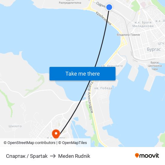 Спартак / Spartak to Meden Rudnik map