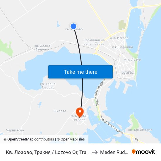Кв. Лозово, Тракия / Lozovo Qr, Trakiya to Meden Rudnik map