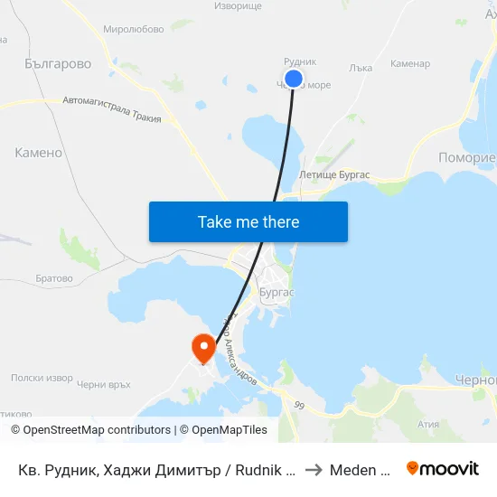 Кв. Рудник, Хаджи Димитър / Rudnik Qr, Hadzhi Dimitar to Meden Rudnik map