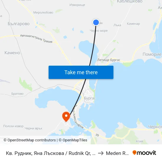 Кв. Рудник, Яна Лъскова / Rudnik Qr, Yana Laskova to Meden Rudnik map