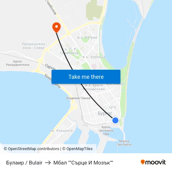 Булаир / Bulair to Мбал ""Сърце И Мозък"" map
