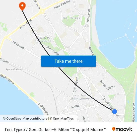 Ген. Гурко / Gen. Gurko to Мбал ""Сърце И Мозък"" map