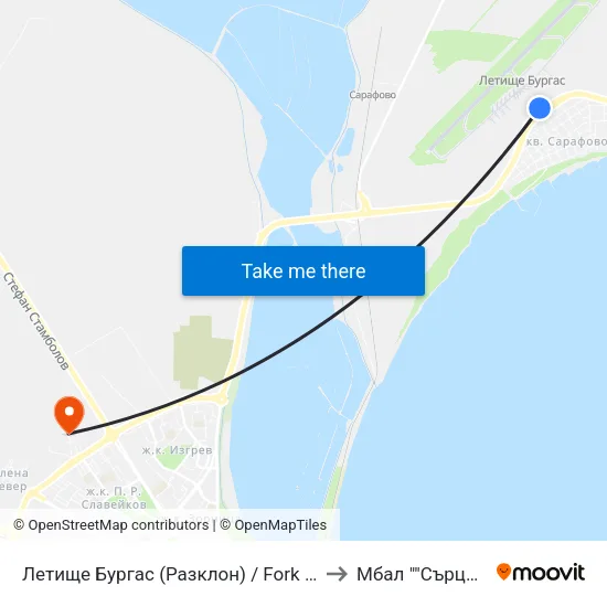 Летище Бургас (Разклон) / Fork Road To Burgas Airport to Мбал ""Сърце И Мозък"" map