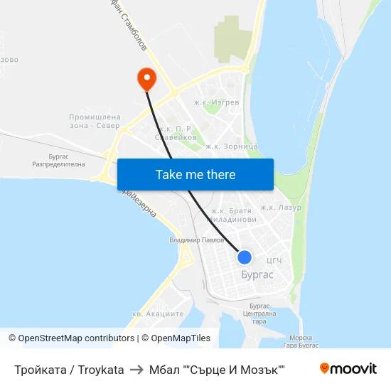Тройката / Troykata to Мбал ""Сърце И Мозък"" map