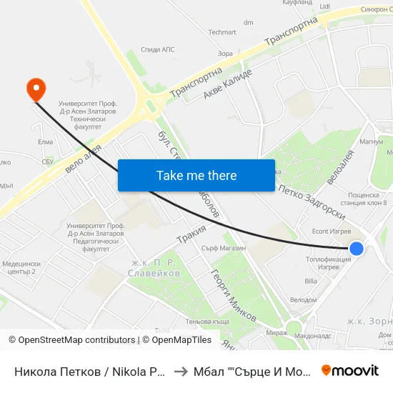 Никола Петков / Nikola Petkov to Мбал ""Сърце И Мозък"" map