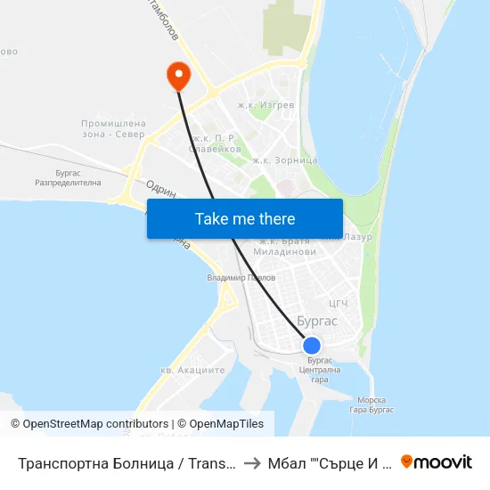 Транспортна Болница / Transport Hospital to Мбал ""Сърце И Мозък"" map