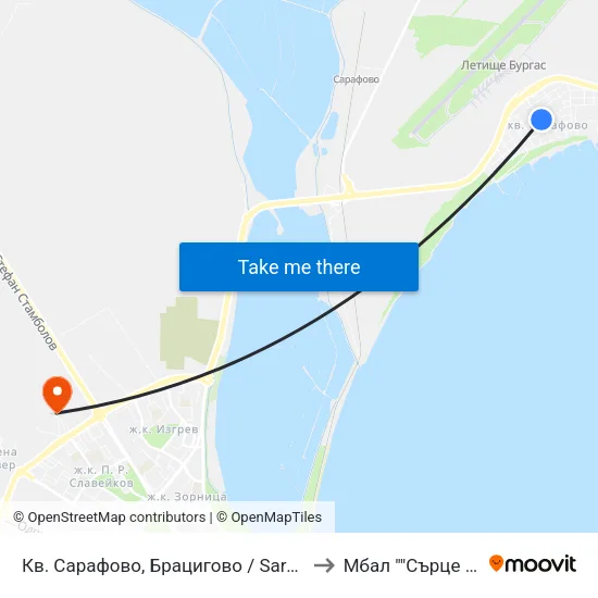 Кв. Сарафово, Брацигово / Sarafovo Qr, Bratsigovo to Мбал ""Сърце И Мозък"" map