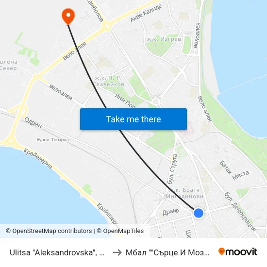 Ulitsa "Aleksandrovska", 120 to Мбал ""Сърце И Мозък"" map