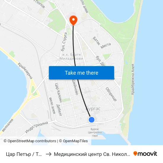 Цар Петър / Tsar Petar to Медицинский центр Св. Николай Чудотворец map