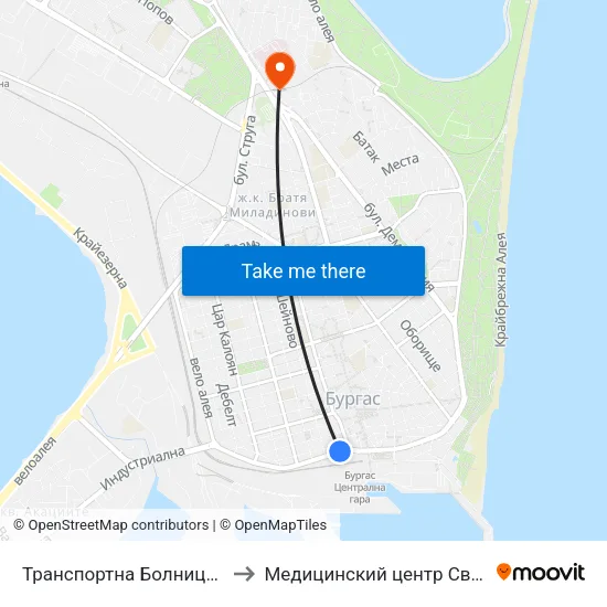 Транспортна Болница / Transport Hospital to Медицинский центр Св. Николай Чудотворец map