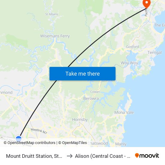 Mount Druitt Station, Stand H to Alison (Central Coast - NSW) map