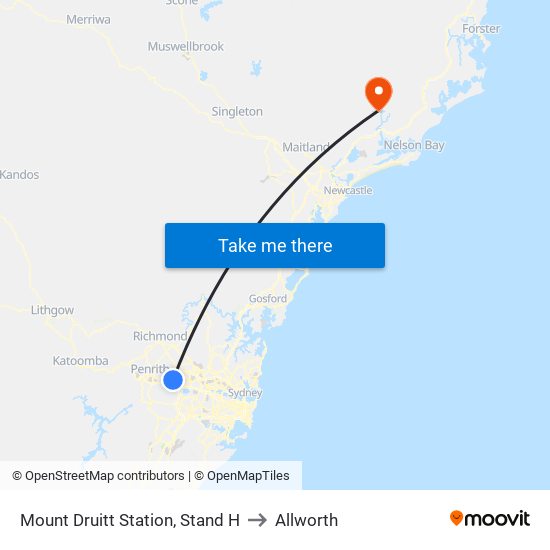 Mount Druitt Station, Stand H to Allworth map