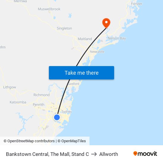 Bankstown Central, The Mall, Stand C to Allworth map