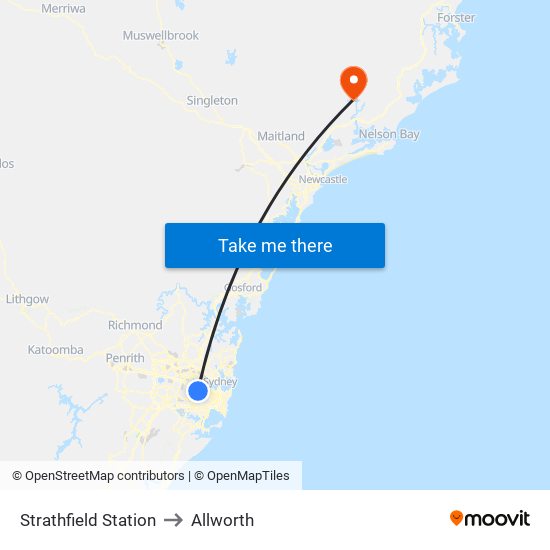 Strathfield Station to Allworth map