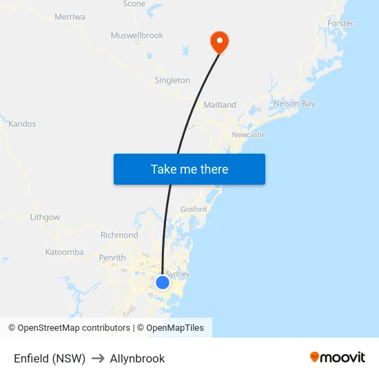 Enfield (NSW) to Allynbrook map