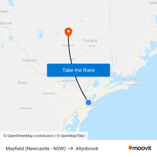 Mayfield (Newcastle - NSW) to Allynbrook map