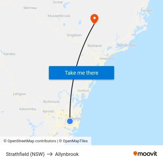 Strathfield (NSW) to Allynbrook map