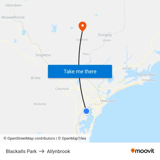 Blackalls Park to Allynbrook map