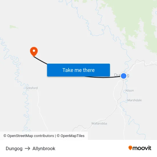 Dungog to Allynbrook map