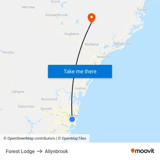 Forest Lodge to Allynbrook map