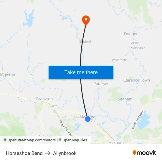 Horseshoe Bend to Allynbrook map