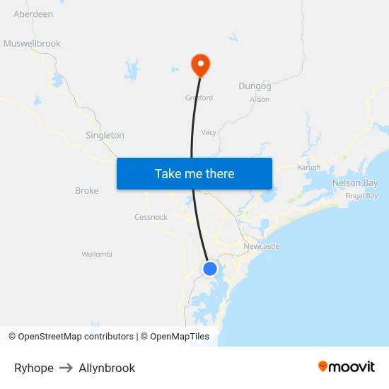 Ryhope to Allynbrook map