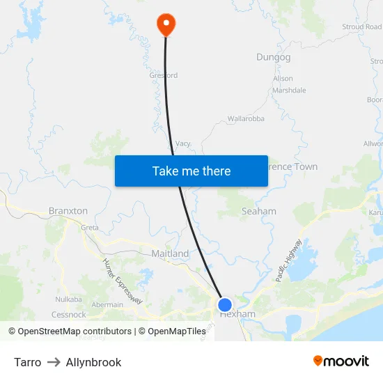 Tarro to Allynbrook map