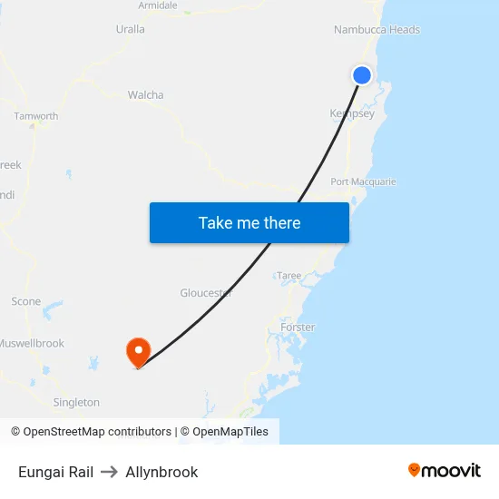 Eungai Rail to Allynbrook map