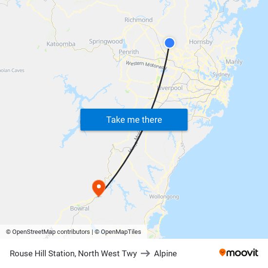 Rouse Hill Station, North West Twy to Alpine map