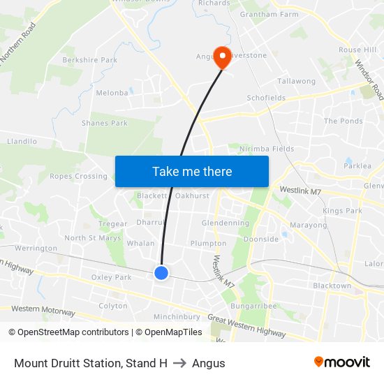 Mount Druitt Station, Stand H to Angus map