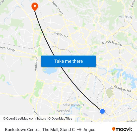 Bankstown Central, The Mall, Stand C to Angus map