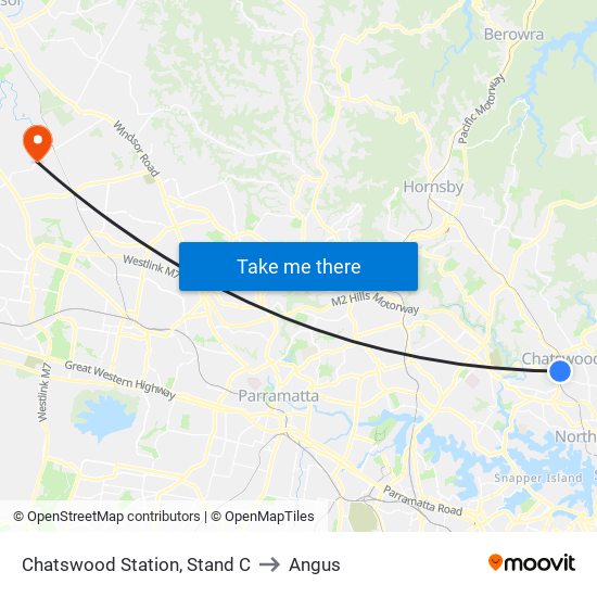 Chatswood Station, Stand C to Angus map