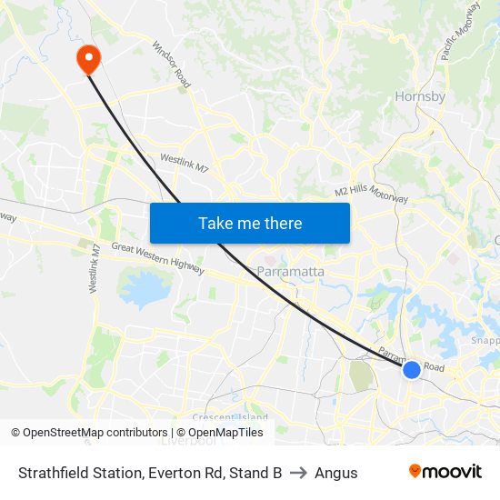 Strathfield Station, Everton Rd, Stand B to Angus map