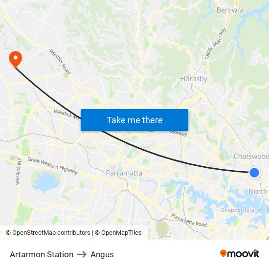 Artarmon Station to Angus map