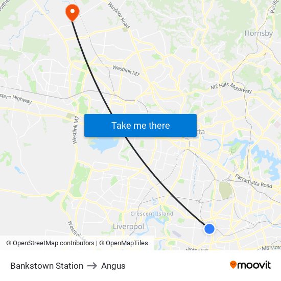 Bankstown Station to Angus map