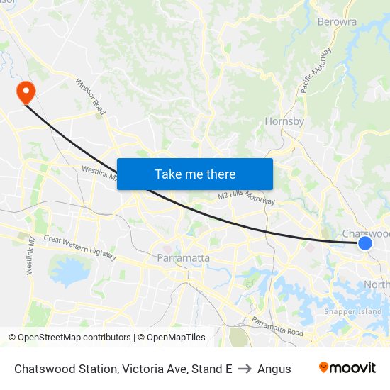 Chatswood Station, Victoria Ave, Stand E to Angus map