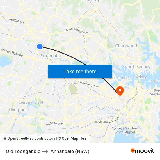 Old Toongabbie to Annandale (NSW) map