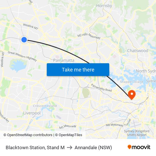 Blacktown Station, Stand M to Annandale (NSW) map