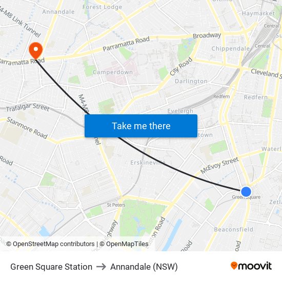 Green Square Station to Annandale (NSW) map