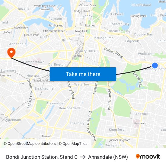 Bondi Junction Station, Stand C to Annandale (NSW) map