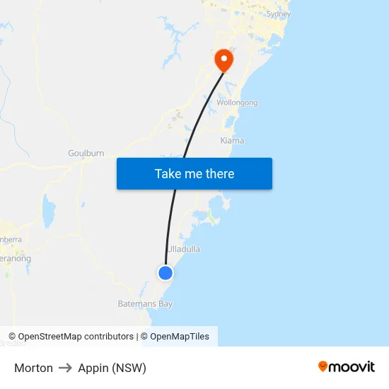 Morton to Appin (NSW) map