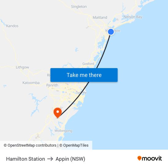 Hamilton Station to Appin (NSW) map