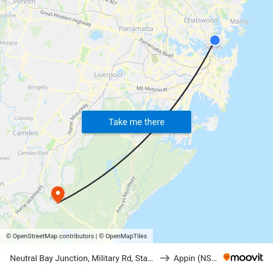 Neutral Bay Junction, Military Rd, Stand E to Appin (NSW) map