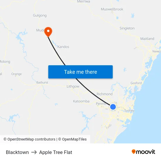Blacktown to Apple Tree Flat map