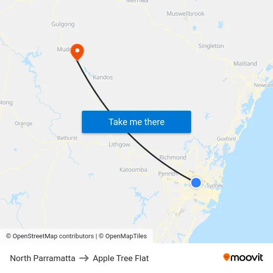 North Parramatta to Apple Tree Flat map