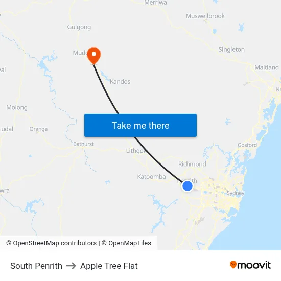 South Penrith to Apple Tree Flat map