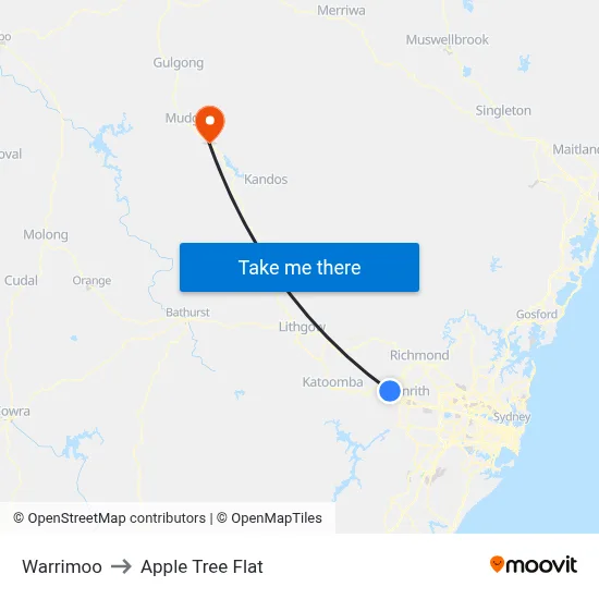 Warrimoo to Apple Tree Flat map