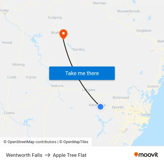 Wentworth Falls to Apple Tree Flat map