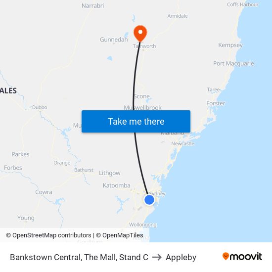 Bankstown Central, The Mall, Stand C to Appleby map